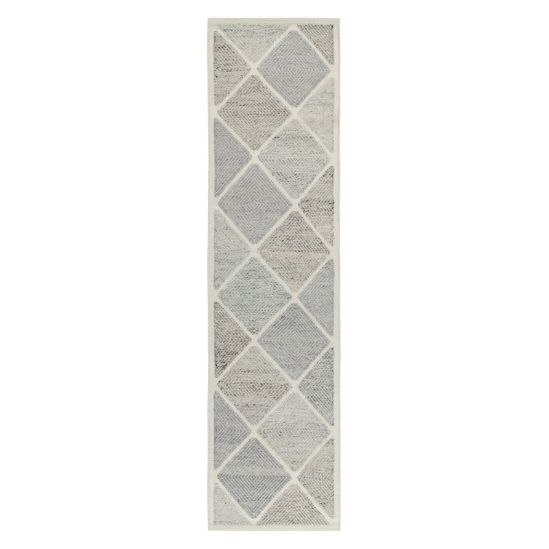 Scandinavian Wool Geometric Area Rug, Runner 3' x 14'