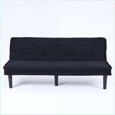Sofas Couches | 66-Inch Modern Convertible Sofa Bed | For Living Room, Apartment, Bedroom | Black|Corduroy