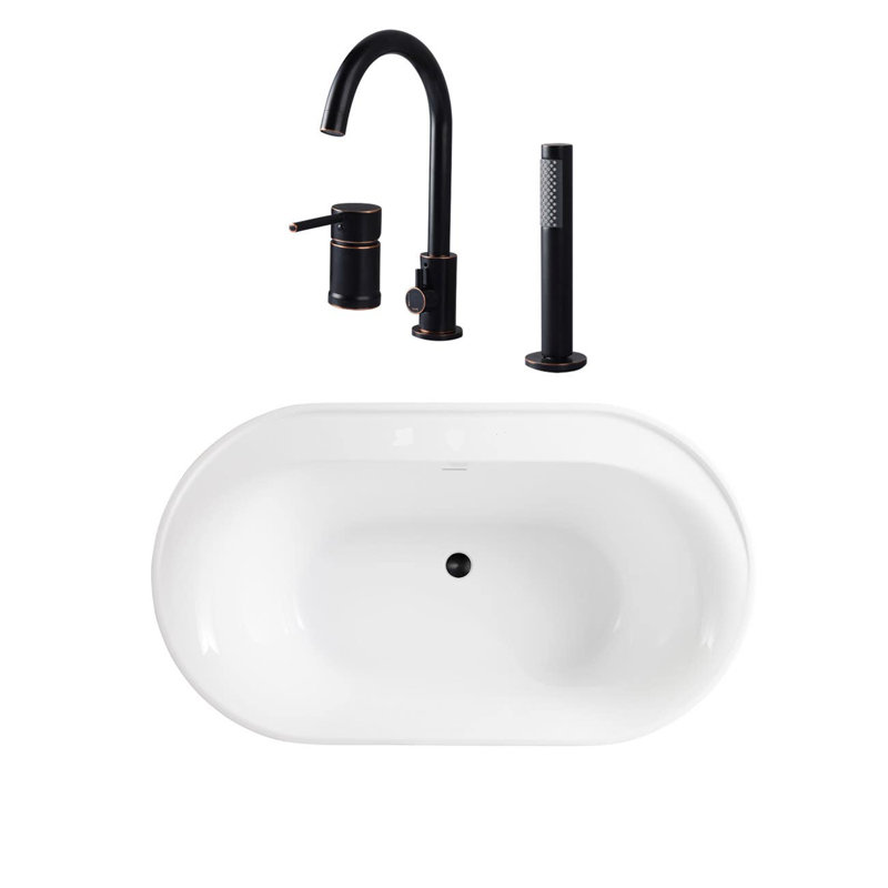 60'' x 32.50'' Freestanding Soaking Acrylic Bathtub, Oil Rubbed Bronze