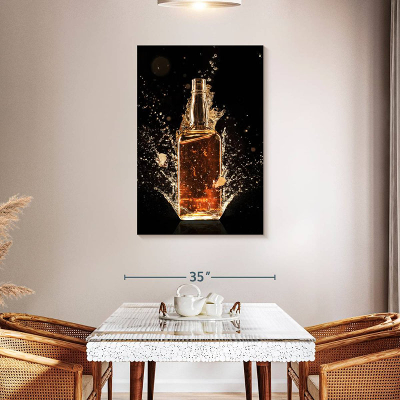 Yarlin Whiskey Bottle Splash, 24" H x 16" W