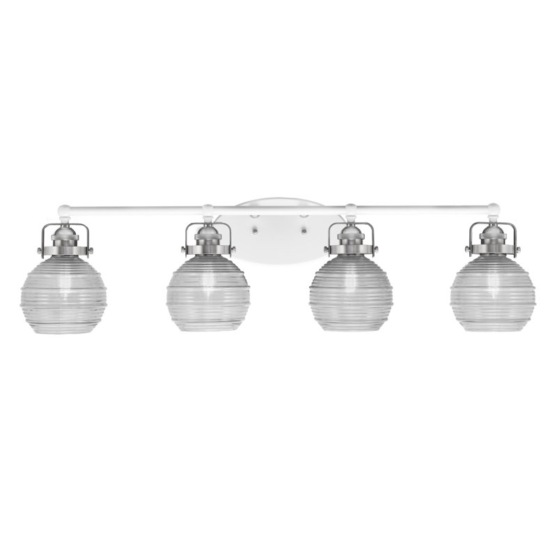 Barre d'éclairage de salle de bain 4 lumières Easton, Gris, Blanc / nickel brossé