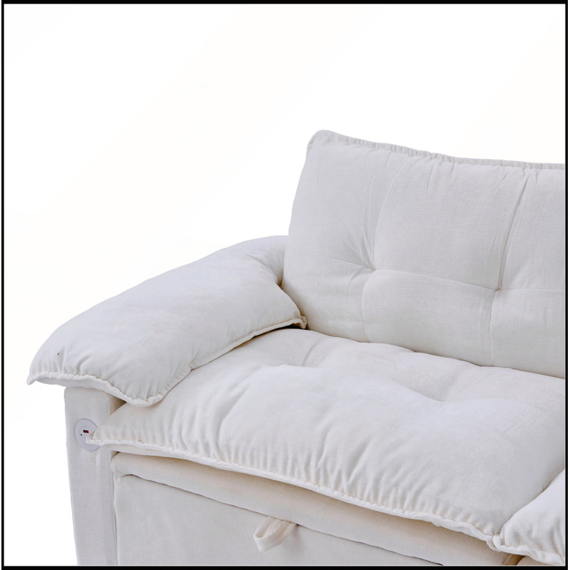 Canapé-lit convertible en velours de 73 pouces avec canapé-lit et matelas escamotable, Velours blanc