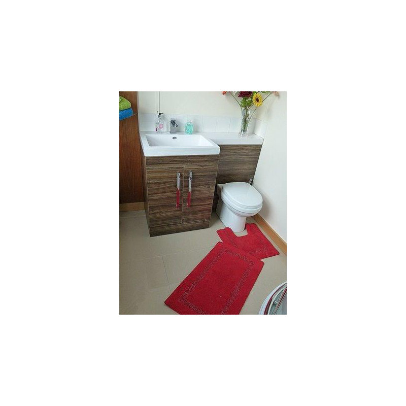 Cotton Non-Slip Bath Rug, Red