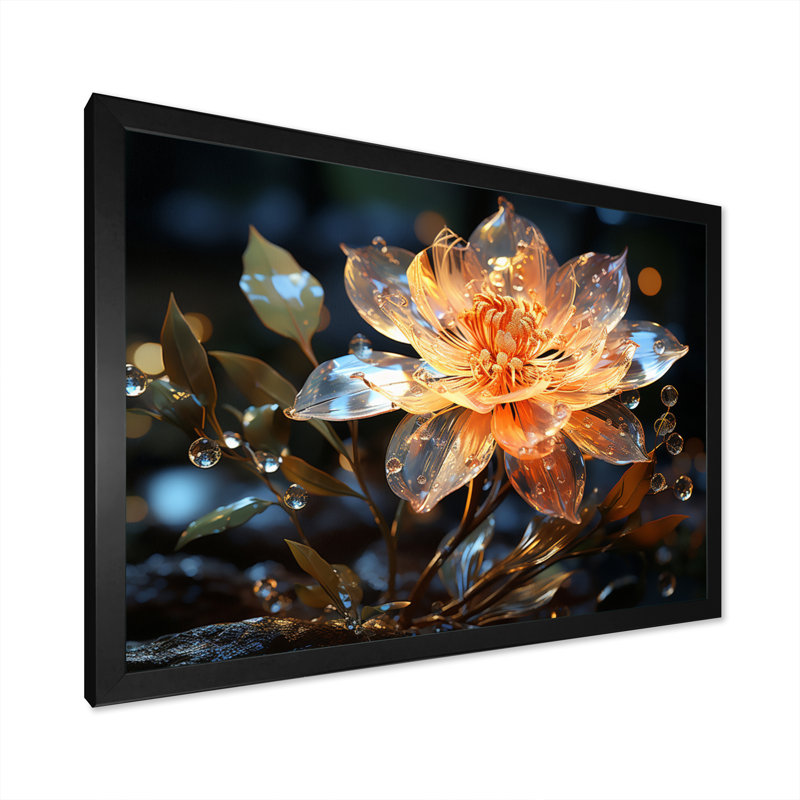 Fleurs de cristal orange II - impression, Cadre photo noir, H 16 po x l 32 po x P 1 po