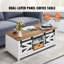 Table basse de style ferme de 122 cm (48 po), table basse rectangulaire avec 2 portes coulissantes de style grange, table rustique en bois à 2 niveaux avec étagères amovibles pour salon, chambre, appartement ou studio, blanc et naturel
