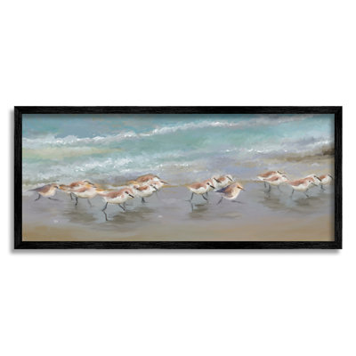«Sandpiper Flock Shoreline Splashing Black», estampe numérique par Rick Novak