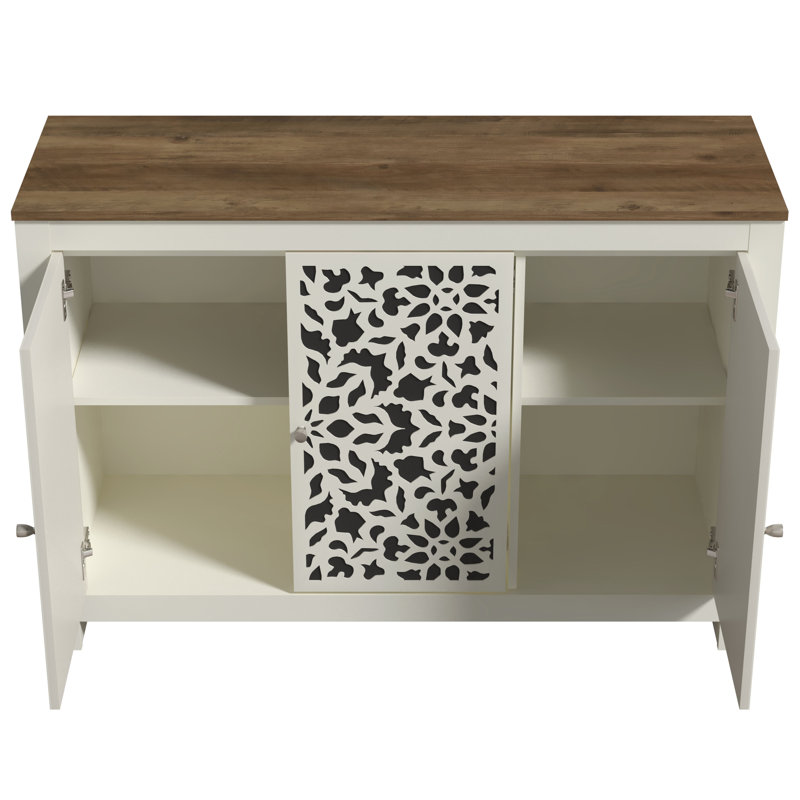 Buffet de 44,3 po de largeur Arrastia, Barli, Ivoire / crème / brun