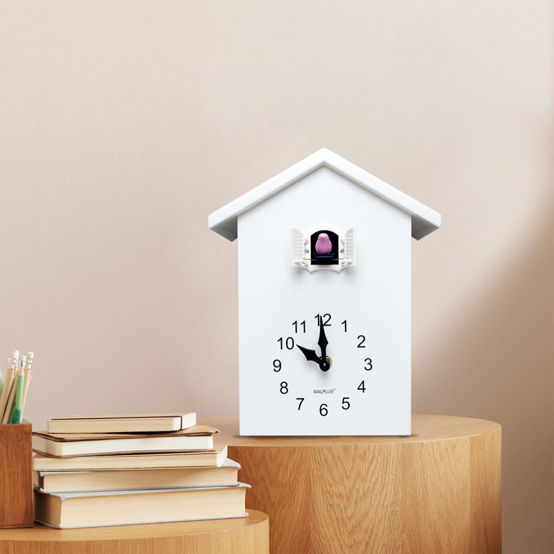 Farmhouse / Country Analog Mechanical Tabletop Clock, White