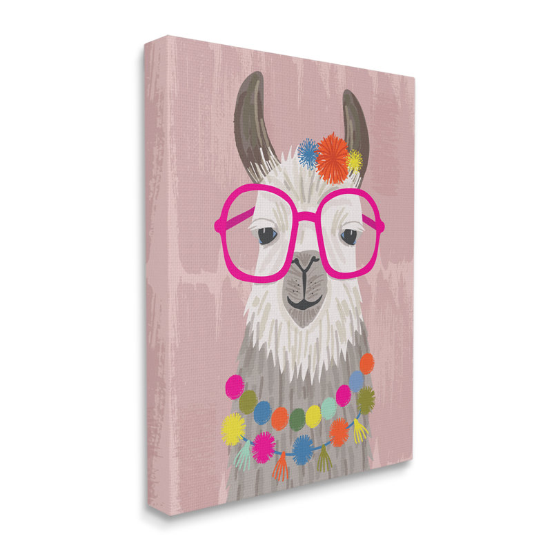 Lama, lunettes amusantes à pois, animal festif, Toile tendue, H 20 po x l 16 po x P 1,5 po