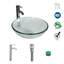 Lavabo de salle de bain vasque circulaire transparent fait à la main avec robinet