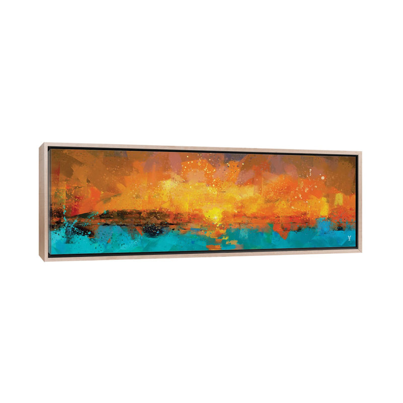Orange Sunrise - reproduction d'art murale encadrée, H 16 po x l 48 po, Reproduction encadrée sans passe-partout, Beige