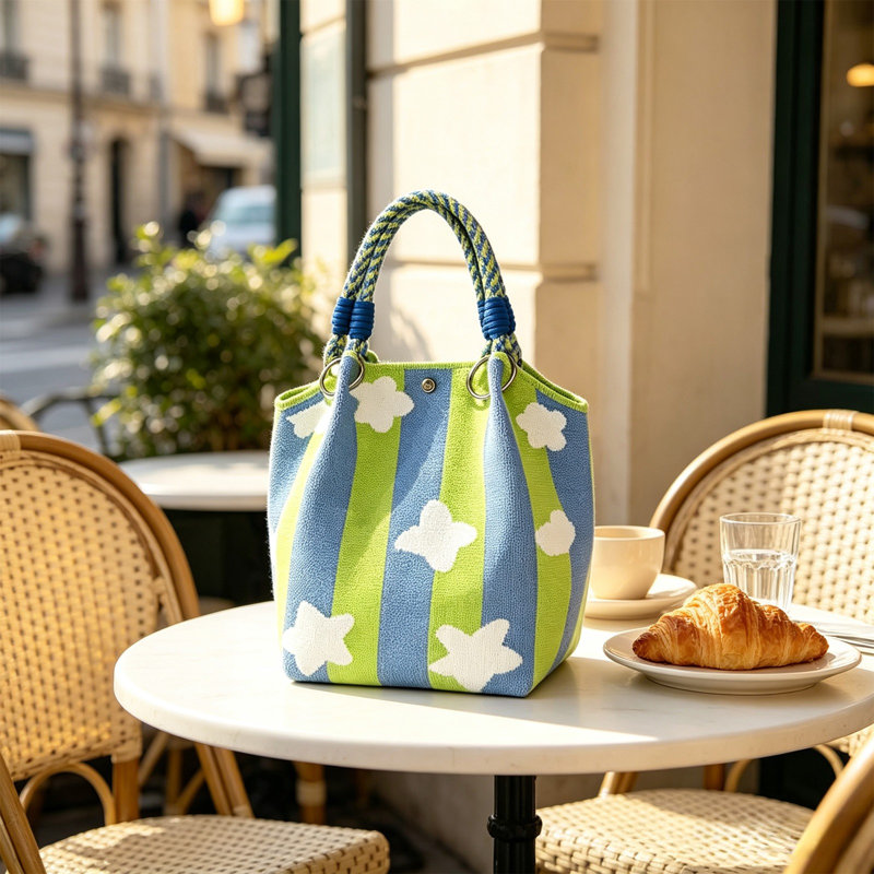 Sac de rangement en plastique, sac à main à motif étoiles, sac à main tricoté, sac à main léger et élégant, sac à main pour les déplacements quotidiens, petit sac de rangement