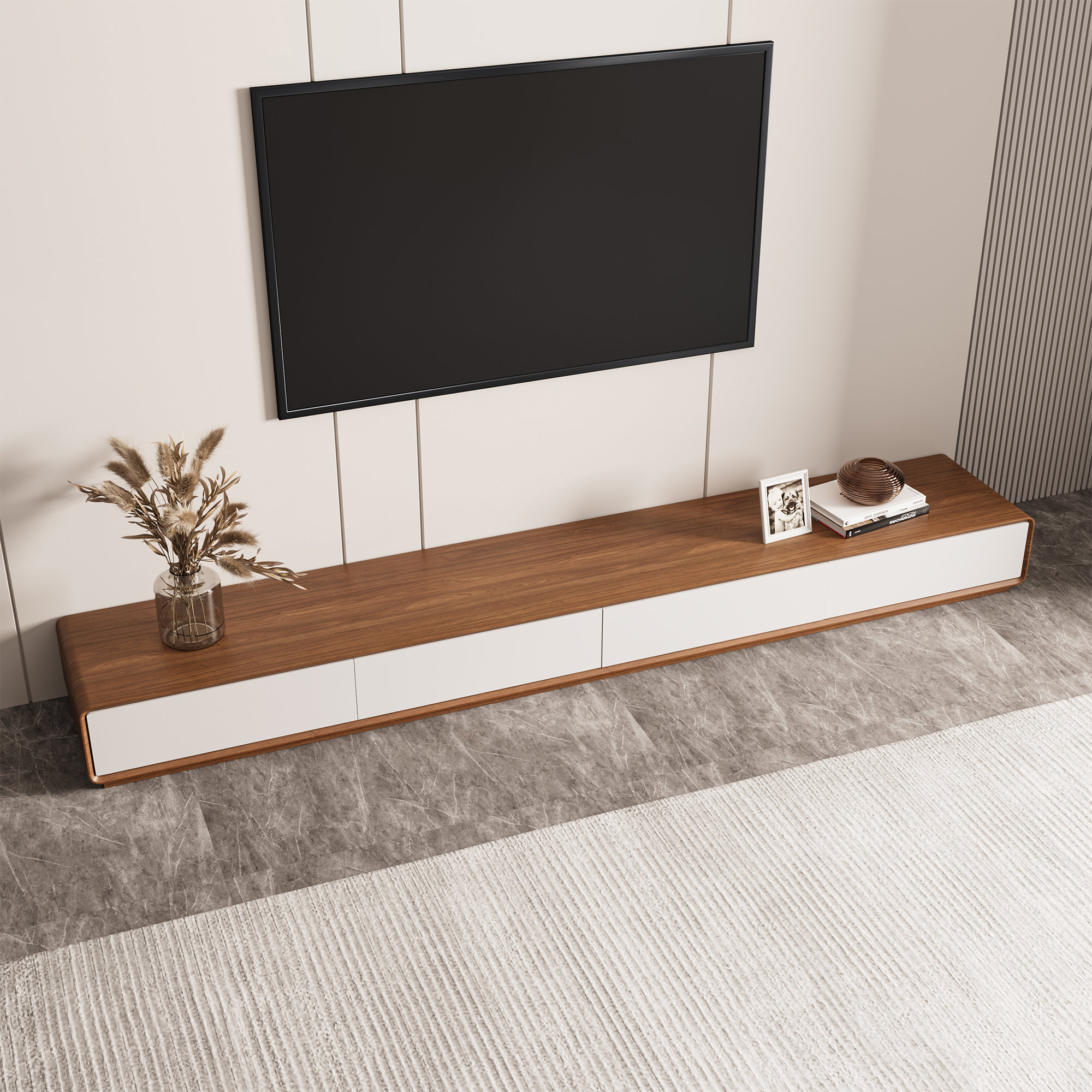 Latitude Run® Xhevat Modern TV Stand, Solid Manufactured Wood Media ...