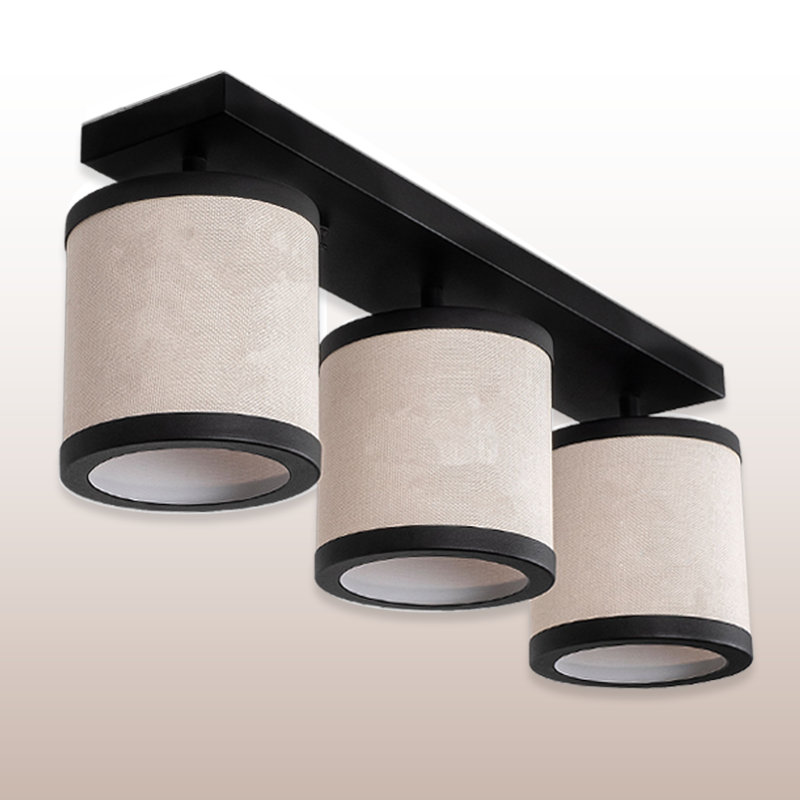 3 Lights Metal Body Fabric Cap Cylinder Semi Flush Mount
