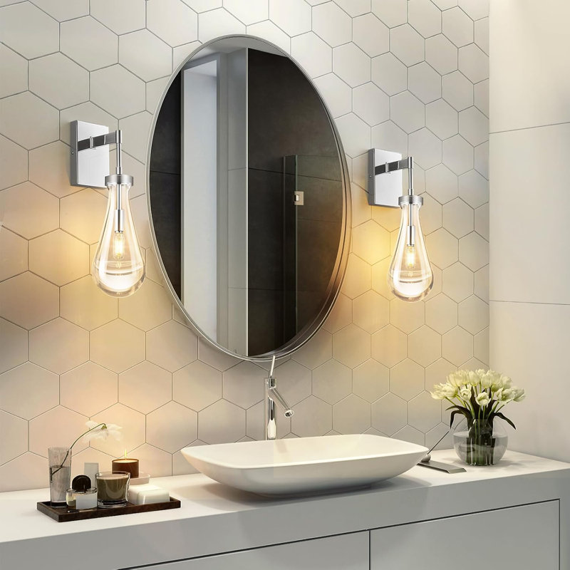 Applique murale moderne en forme de goutte de pluie avec abat-jour en verre transparent, éclairage mural pour salle de bain, bureau de réception dans le couloir, paquet D-Bronze-Rope-One