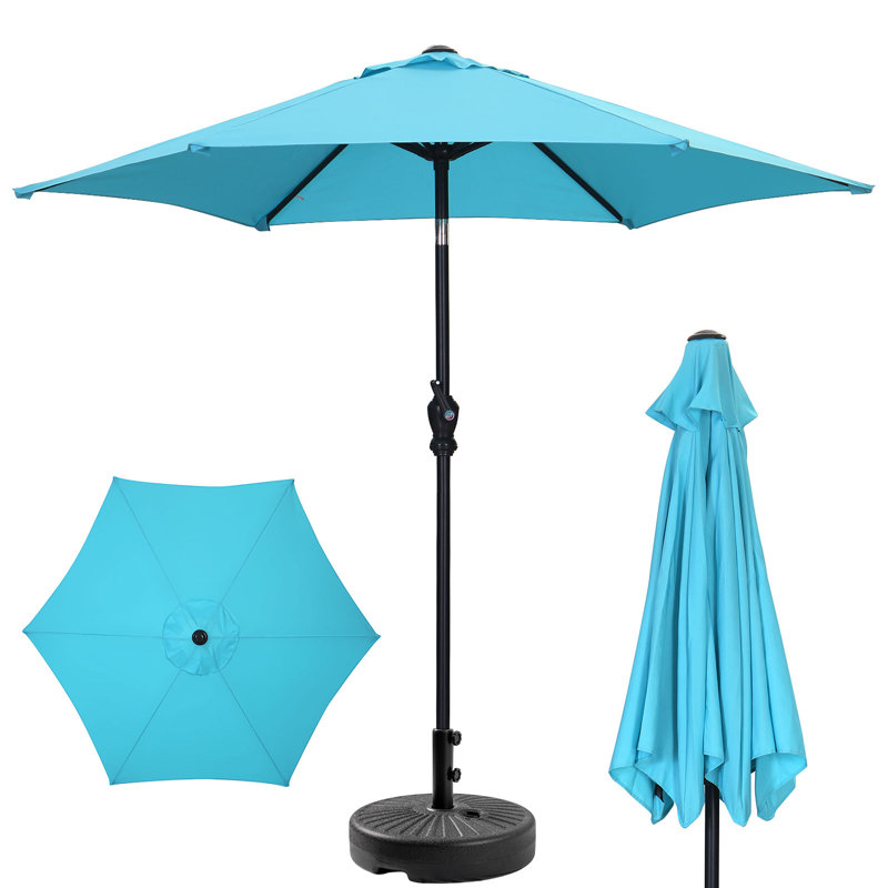 Parasol de marché 7,5 pi avec base Ehmann, Bleu