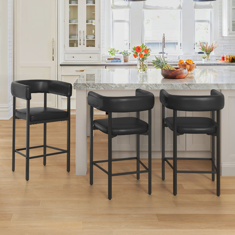 Norka Aunson Upholstered Counter Height Stools with Metal Frame
