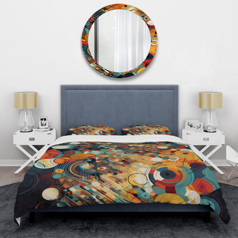Ensemble de housse de couette orange en microfibre / polyester Orange Retro Vibe