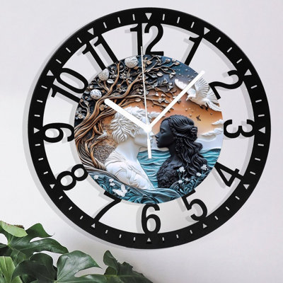 Metal Wall Clock for Living Room -10" Forest Path Lined With  Silent Non Ticking,Battery Operated, Antique Clocks for Farmhouse,Bedroom,Kitchen - Arabic Numerals