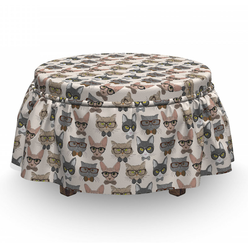 Ensemble de housse pour repose-pieds à coussins carrés 2 pièces chat hipster nerd