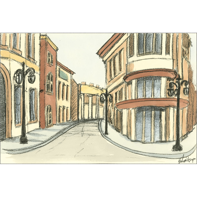 Sketches Of Downtown IV (ST) by Ethan Harper - Wrapped Canvas Painting, 30cm H x 46cm W x 3.8cm D