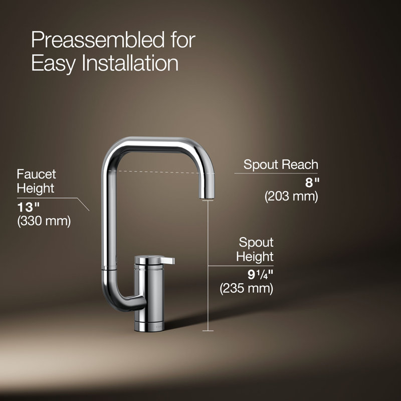 Composants Robinet de lavabo à barre à poignée unique avec bec à deux fonctions à portée étendue, Polished Chrome