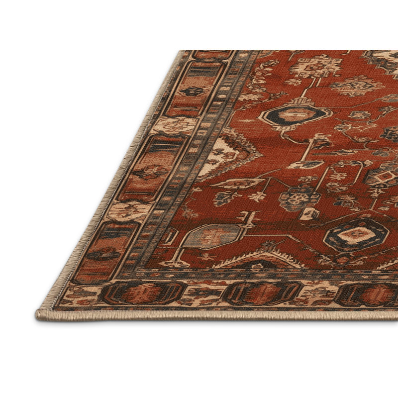 Tapis brun turc lavable à la machine, Carré 4 pi