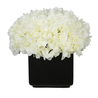 Real Touch White Hydrangea Arrangement in Vase