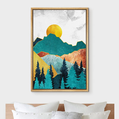Sun Mountain Range " Golden Sun Marble Mountain Range Valley Nature Abstract Illustrations "