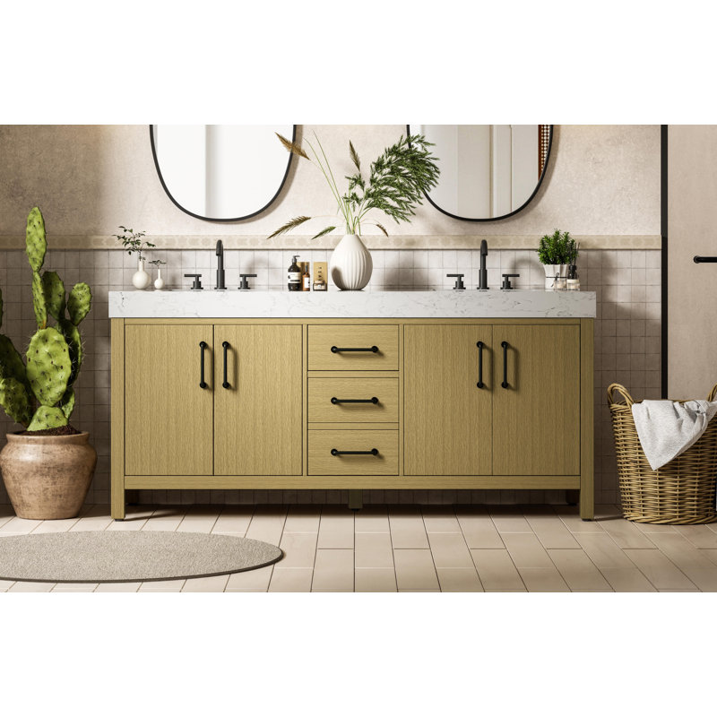 Meuble-lavabo double 72 po_Traditional_VF60672, Brun miel