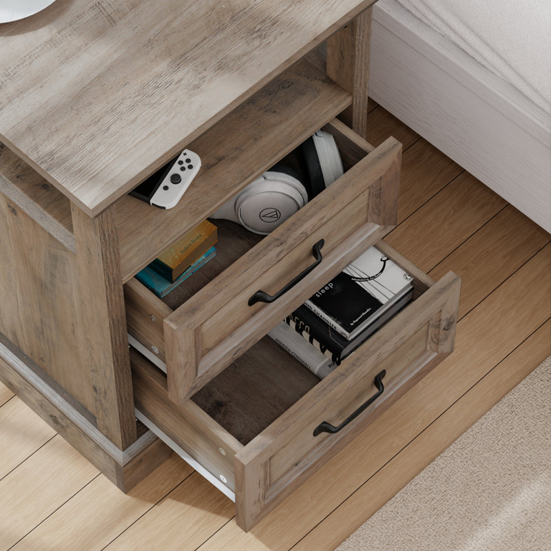 Table de chevet avec station de charge Kadric l 17,7 po, Gris