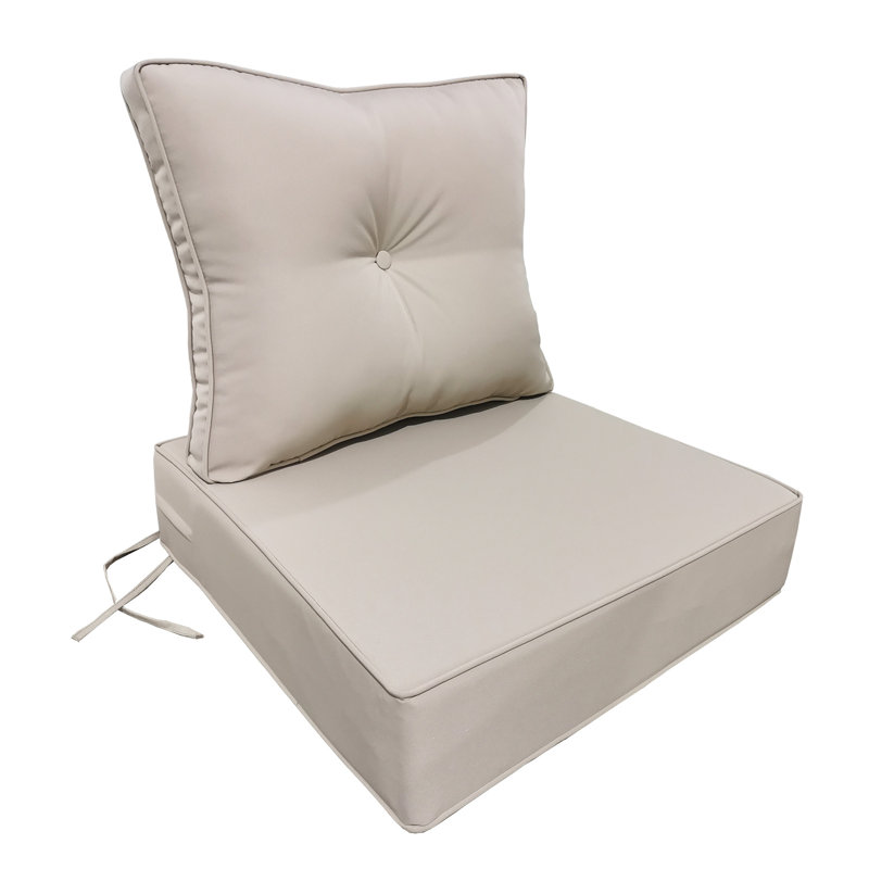 Outdoor Deep Seat Cushion Set, Waterproof Thick Deep Seating Pads, 1, Khaki