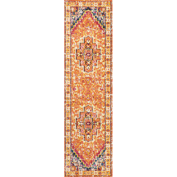 Dercyn Geometric Medallion Orange/Blue Rug