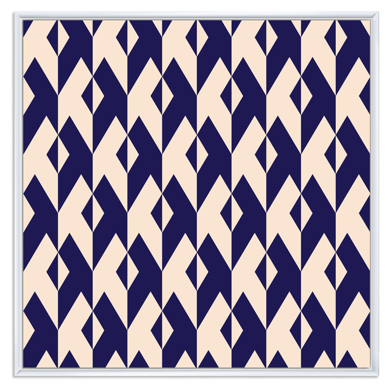«Pink and Black Triangular Geometrics», reproduction d'art sur toile à motifs, Cadre flottant blanc
