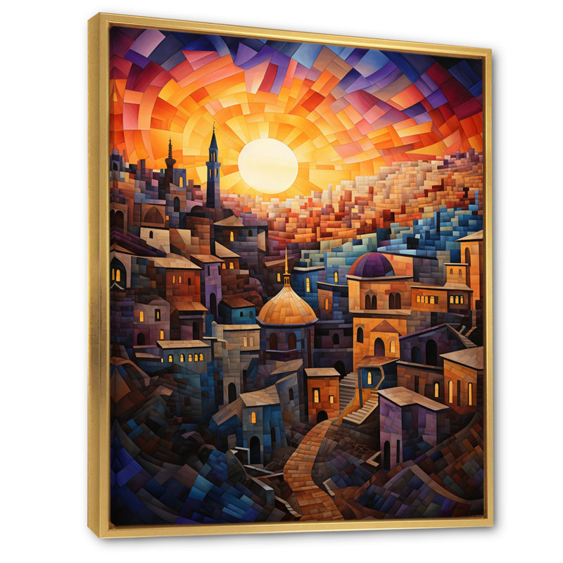 «Judaism Judaic Journey To Synagogue I», impression sur toile, Cadre flottant doré, H 32 po x l 16 po x P 1 po