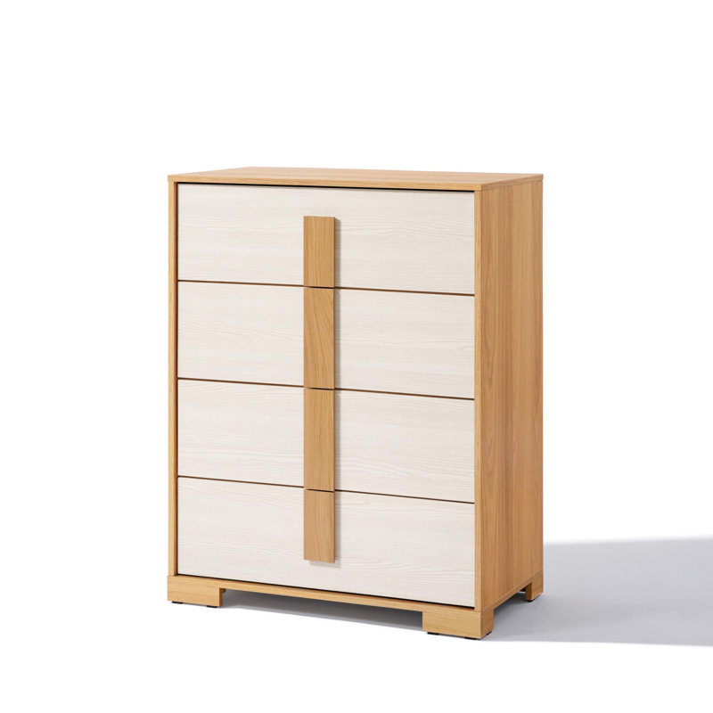 Natural and White 40.9-Inch Tall 4-Drawer Chest