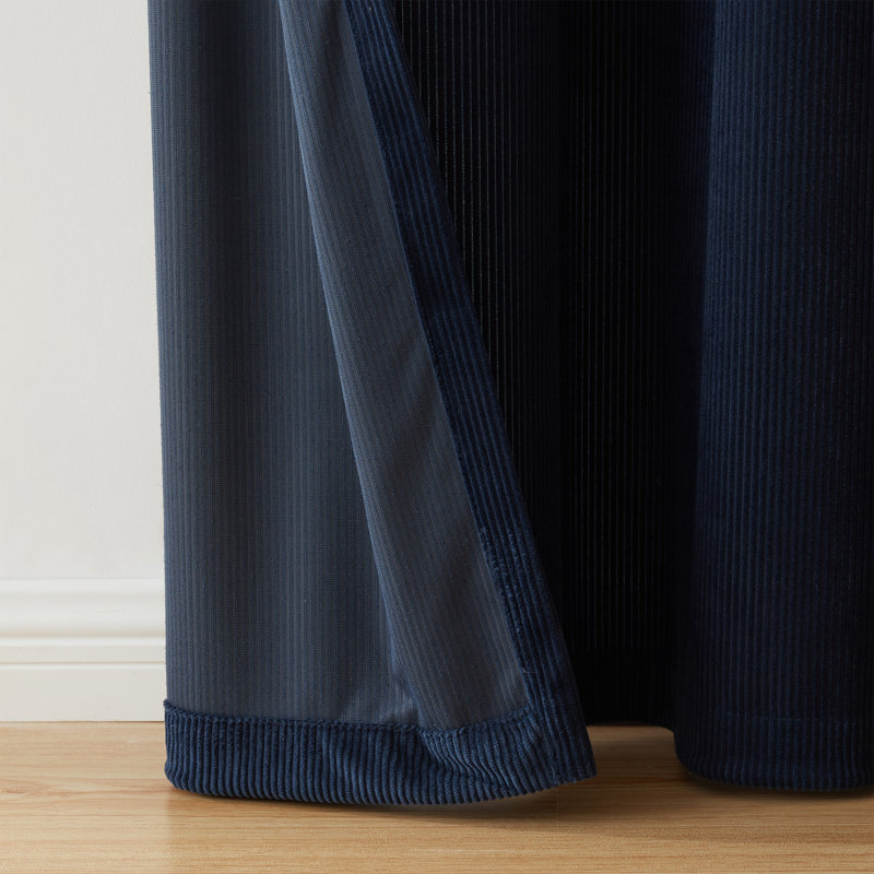 Room Darkening Curtain Panel Pair Single Panel, Navy