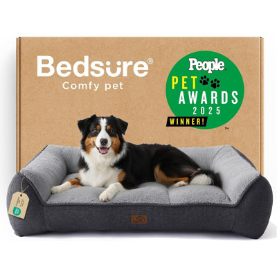 Lit orthopédique confortable pour chiens de taille moyenne, canapé-lit lavable imperméable très épais avec housse en sherpa, base antidérapante