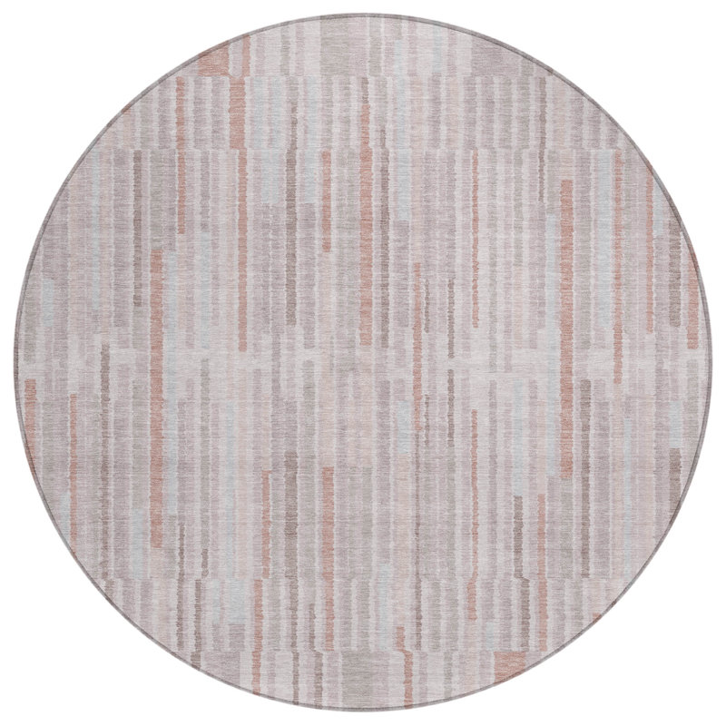 Machine Washable Indoor/Outdoor Xhevrie Coral Rug, Round 8'