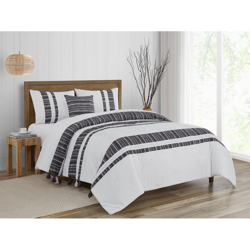 Ensemble d'édredon en microfibre 4 pièces , Édredon grand + 2 taies décoratives, Gris anthracite