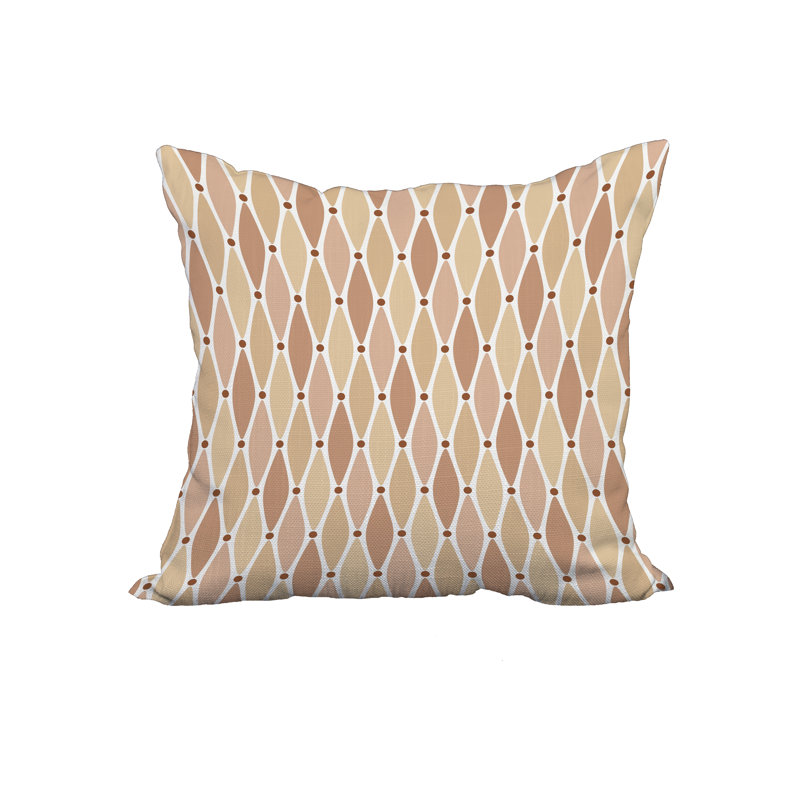  Coussin en coton imprimé, 18 po x 18 po, Taupe