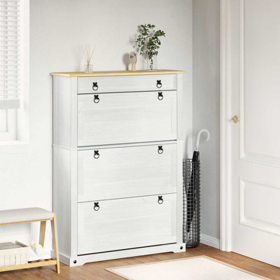 9 Pair Solid Wood Shoe Storage Cabinet