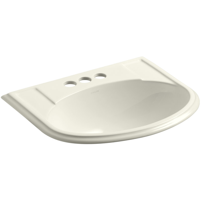Devonshire Ceramic U-Shaped Drop-In Bathroom Sink with Overflow, Biscuit
