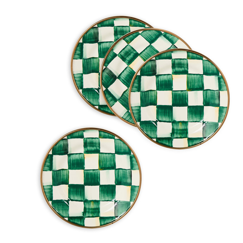 Emerald Check Appetizer Plates