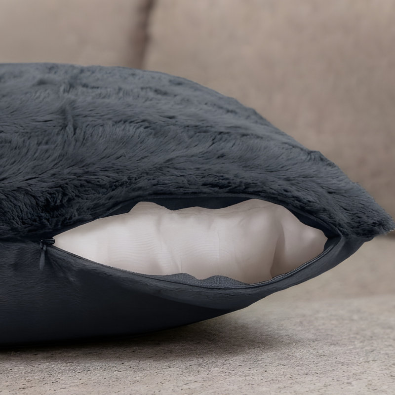 Faux Fur Throw Pillow, Gray
