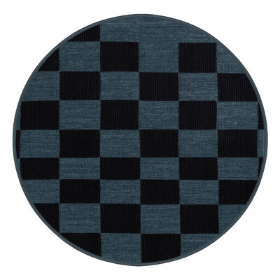 Machine Washable Checkered Gray Area Rug