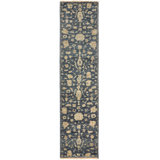 Maalak Wool Flroal Area Rug in Navy