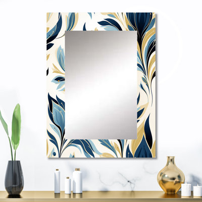 Ikat nordique bleu et vert Frytown Simplicity - grand miroir mural Ikat, miroir unique, art imprimé