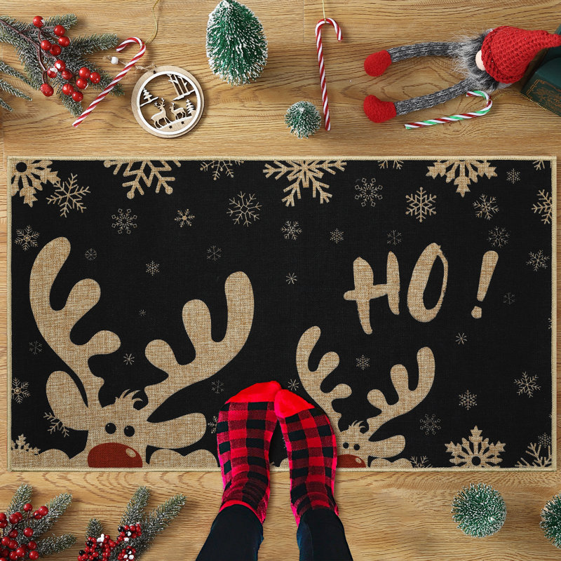 Christmas Decorative Door Mat, Black