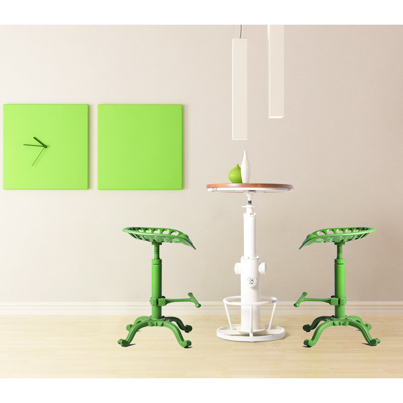 Elinna Swivel Adjustable Height Counter Stool with Metal Frame, Green